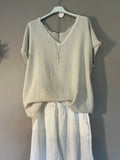 Leinen Shirt, V Ausschnitt