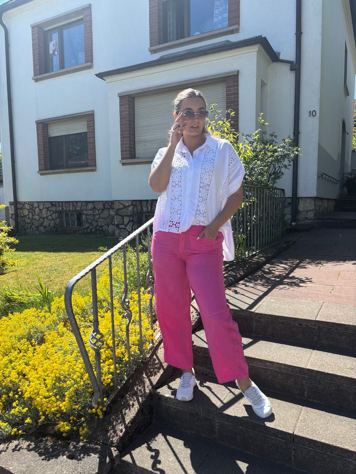 Bluse aus Baumwolle mit Häkel Details