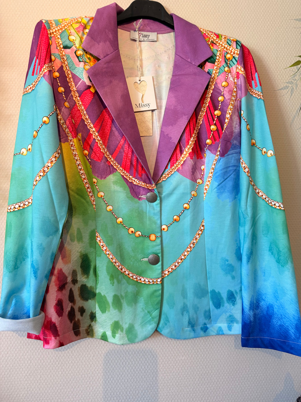 Knallig Bunter Missy Blazer mit Strasssteinchen