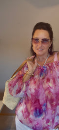Pinke Off-Shoulder Bluse