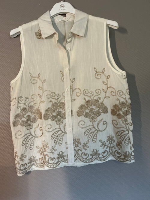 Elegante Bluse ohne Arm mit Stickerei Details