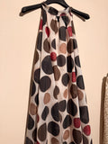 Neckholder-Maxikleid Punkte Beige/Braun