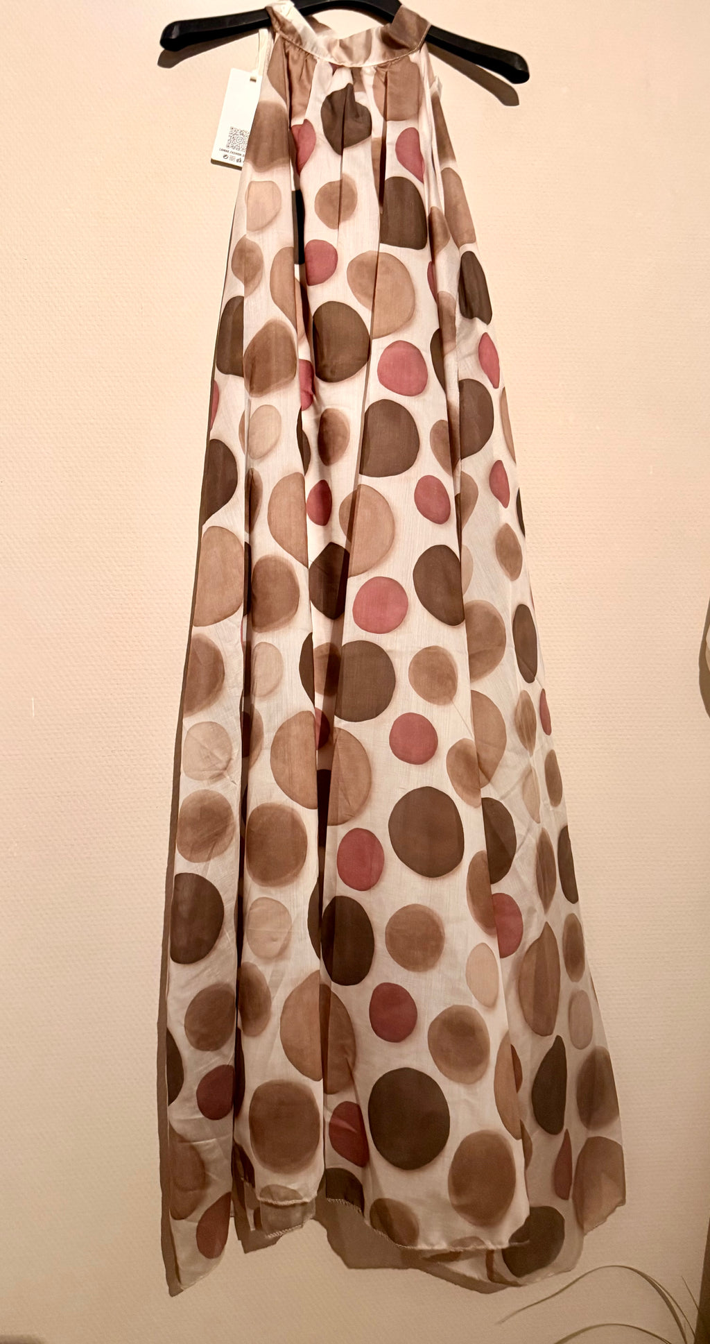 Neckholder-Maxikleid Punkte Beige/Braun