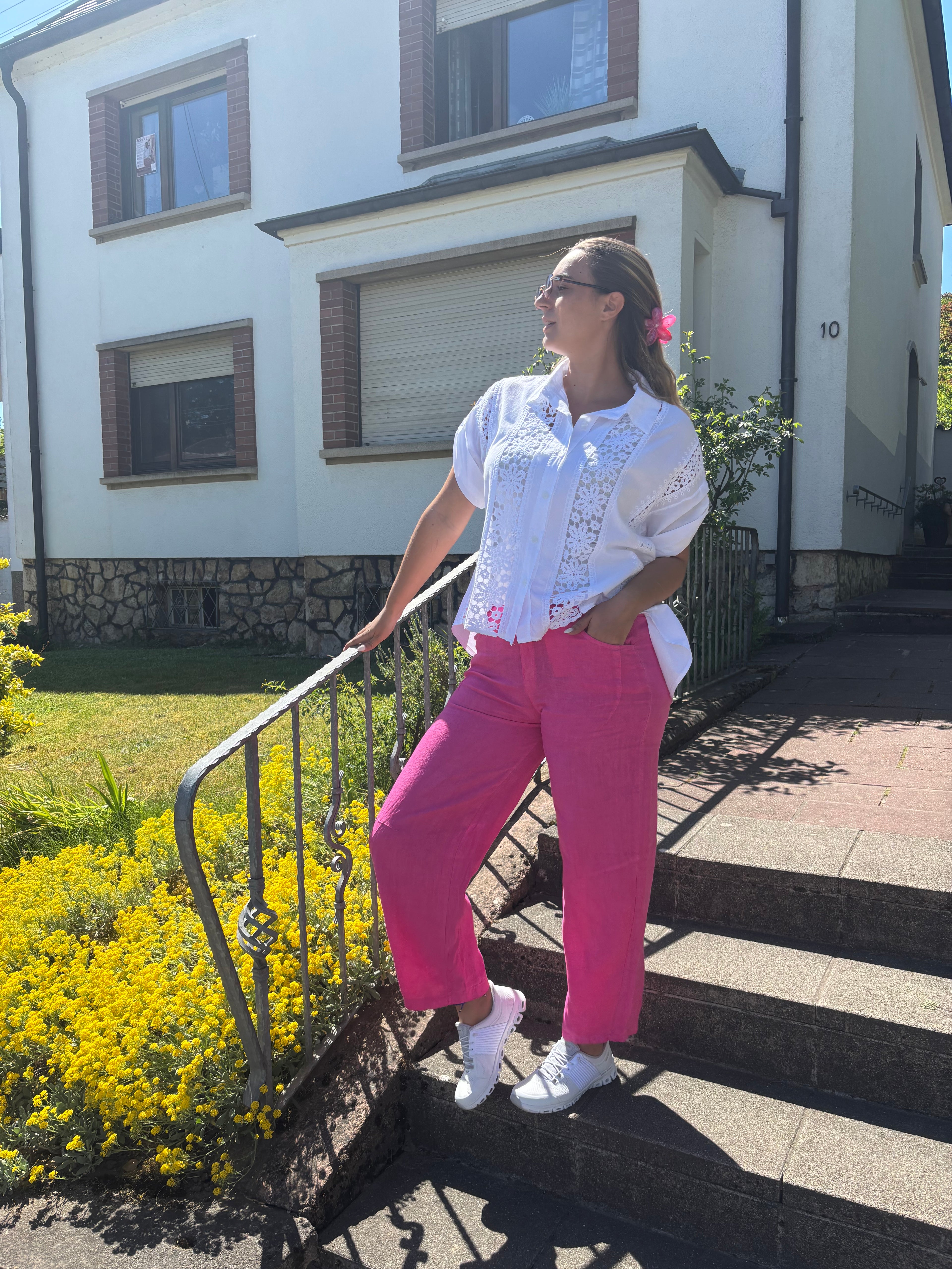 Bluse aus Baumwolle mit Häkel Details