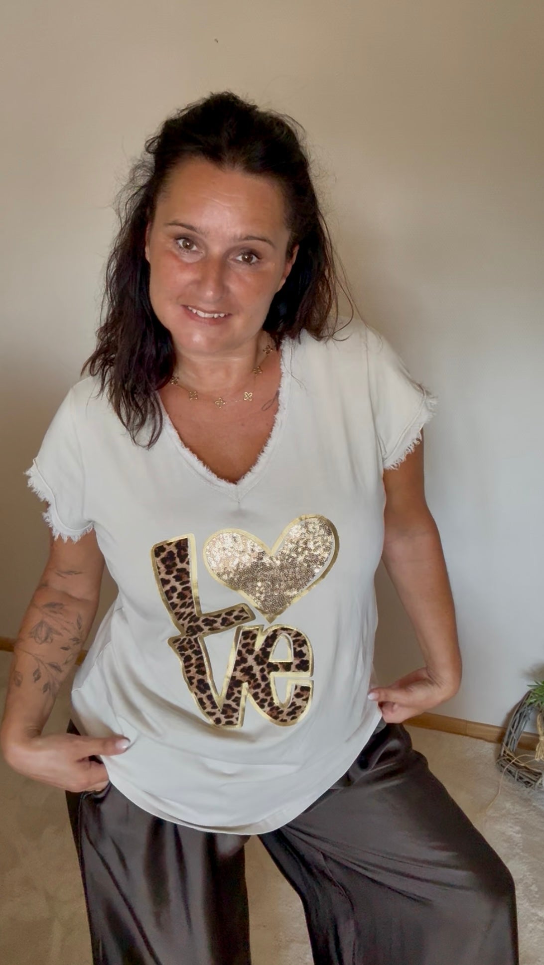 Shirt „Wild Love“ – Beige ✨🐆