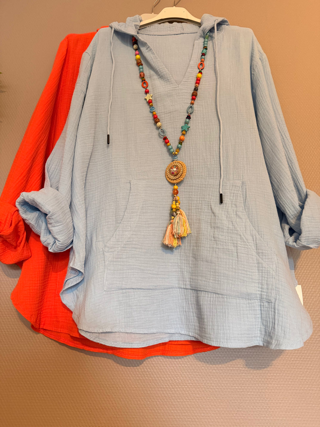 Musselin-Hoodie-Bluse "Solea"